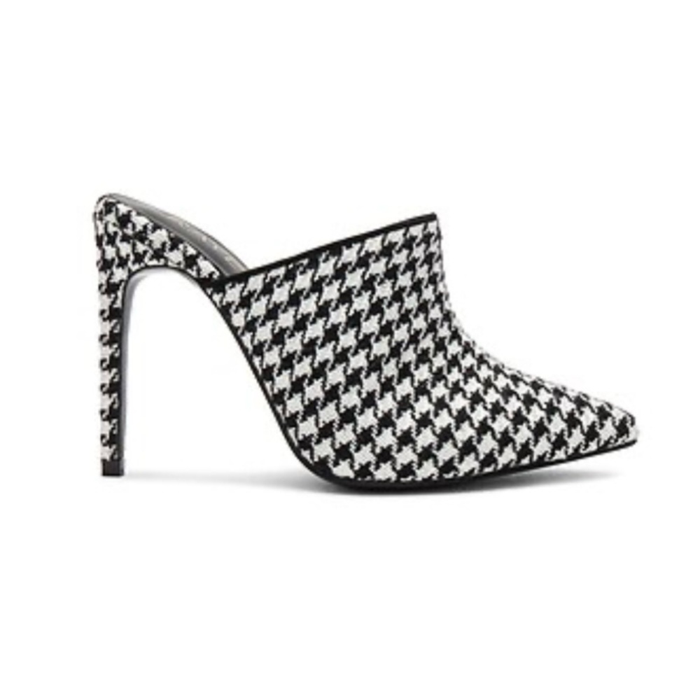 Raye Black and White Houndstooth Mules